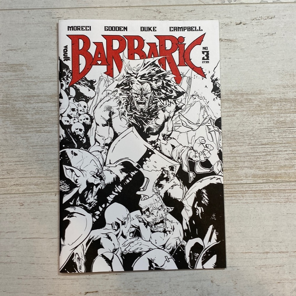 Barbaric # 3 Comic Book Black and White